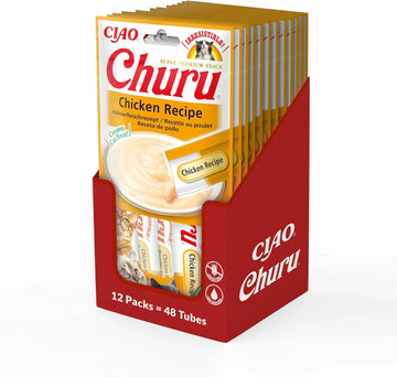 Ciao Churu Cat Treats – Chicken Flavour (48 x 14g) | Soft & Creamy, Grain-Free, High-Moisture Squeezable Snack