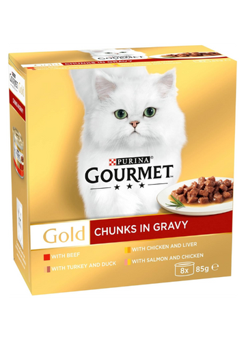 Gourmet Gold Beef in Gravy Cat Food 8x85g, Pack of 6