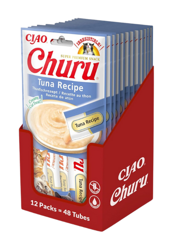 Ciao Churu Cat Treats – Tuna Flavour (48 x 14g) | Soft & Creamy Squeezable Purée, Natural, Grain-Free Snack