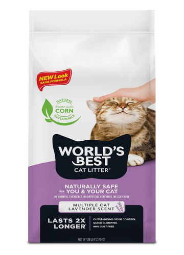 World’s Best Cat Litter – 28lb (12.7kg) | Lavender Scented, Natural Clumping, Superior Odour Control