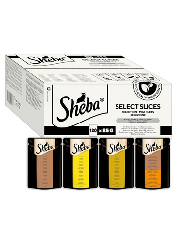 Sheba Select Slices Adult Wet Cat Food Pouches – Duck, Turkey, Chicken & Poultry in Gravy – 120 x 85g – High-Quality, Complete & Balanced Nutrition