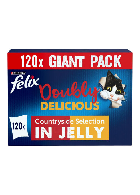 FELIX As Good As It Looks Doubly Delicious Countryside Selection in Jelly - Wet Cat Food | 120 Pouch Megapack |