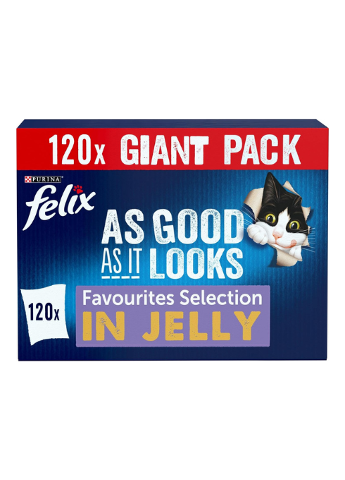 FELIX As Good As It Looks Favourites Selection in Jelly - Wet Cat Food | 120 Pouch Megapack |