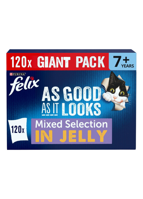 FELIX As Good As It Looks Senior 7+ Mixed Selection - Wet Cat Food | 120 Pouch Megapack |