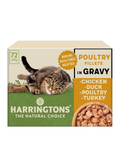 Harringtons Complete Wet Pouch Grain Free Hypoallergenic Adult Cat Food Poultry in Gravy Pack 72x85g - Chicken, Duck, Poultry & Turkey