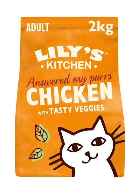  Lily's Kitchen Made with Natural Ingredients Adult Dry Cat Food Bag Chicken with Veggies Grain-Free Recipe 2kg Front Image of Bag