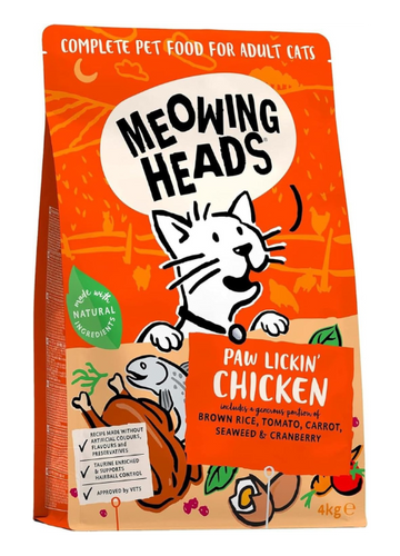 Meowing Heads Complete Dry Cat Food 4kg - Paw Lickin' Chicken - Vet Approved
