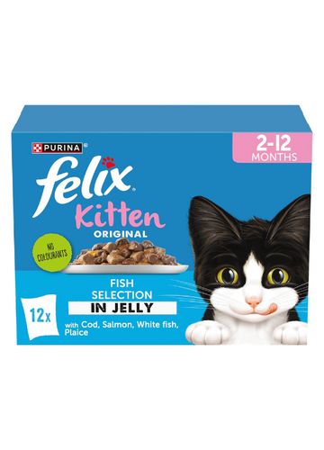 FELIX Kitten Wet Cat Food – Fish Selection in Jelly, 24 x 85g Packs (8 Multipacks) – Complete & Balanced, Omega-6, No Colourants