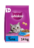 Whiskas 1+ Adult Dry Cat Food - Biscuits Made with Tuna | 14kg Bag |