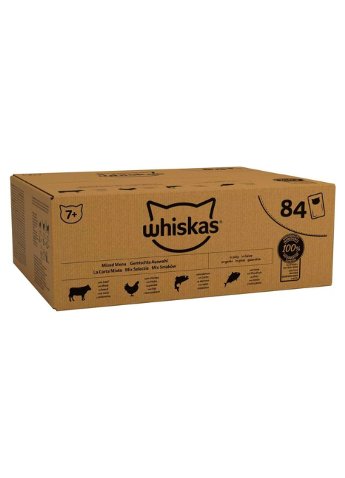 Whiskas 7+ Senior Mixed Selection in Jelly - Wet Cat Food | 84 Pouch Megapack |