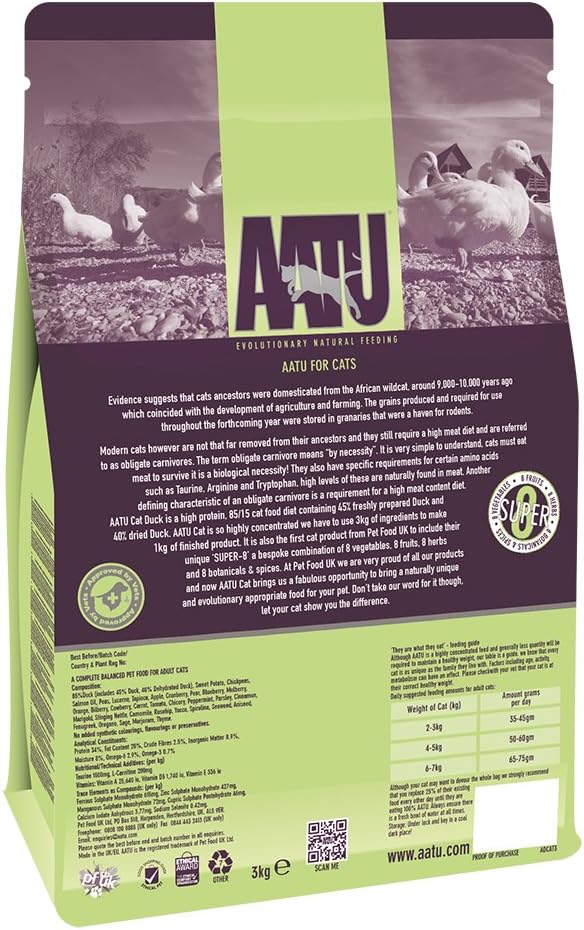 AATU 85/15 Complete Dry Cat Food Duck 3kgKittyMart