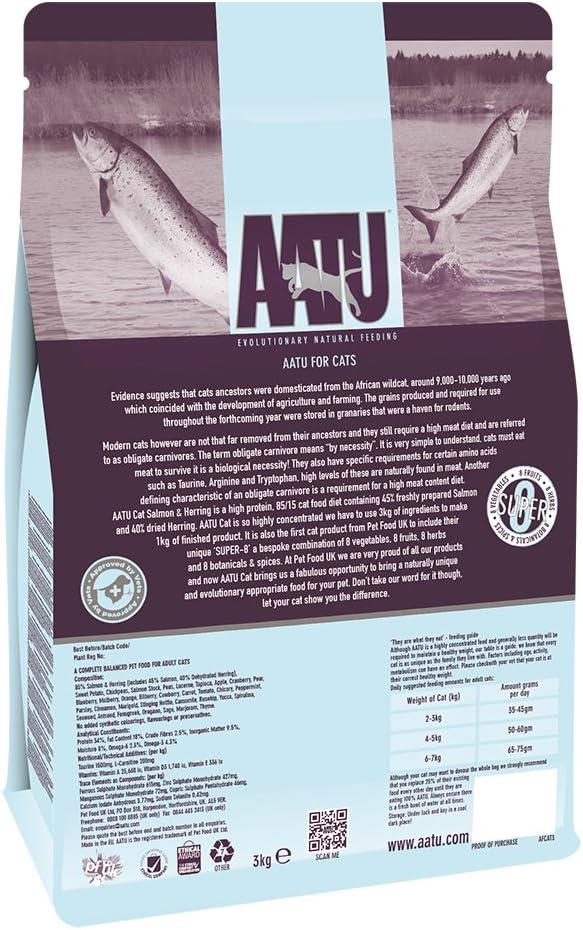 AATU 85/15 Complete Dry Cat Food Salmon & Herring 3kgKittyMart
