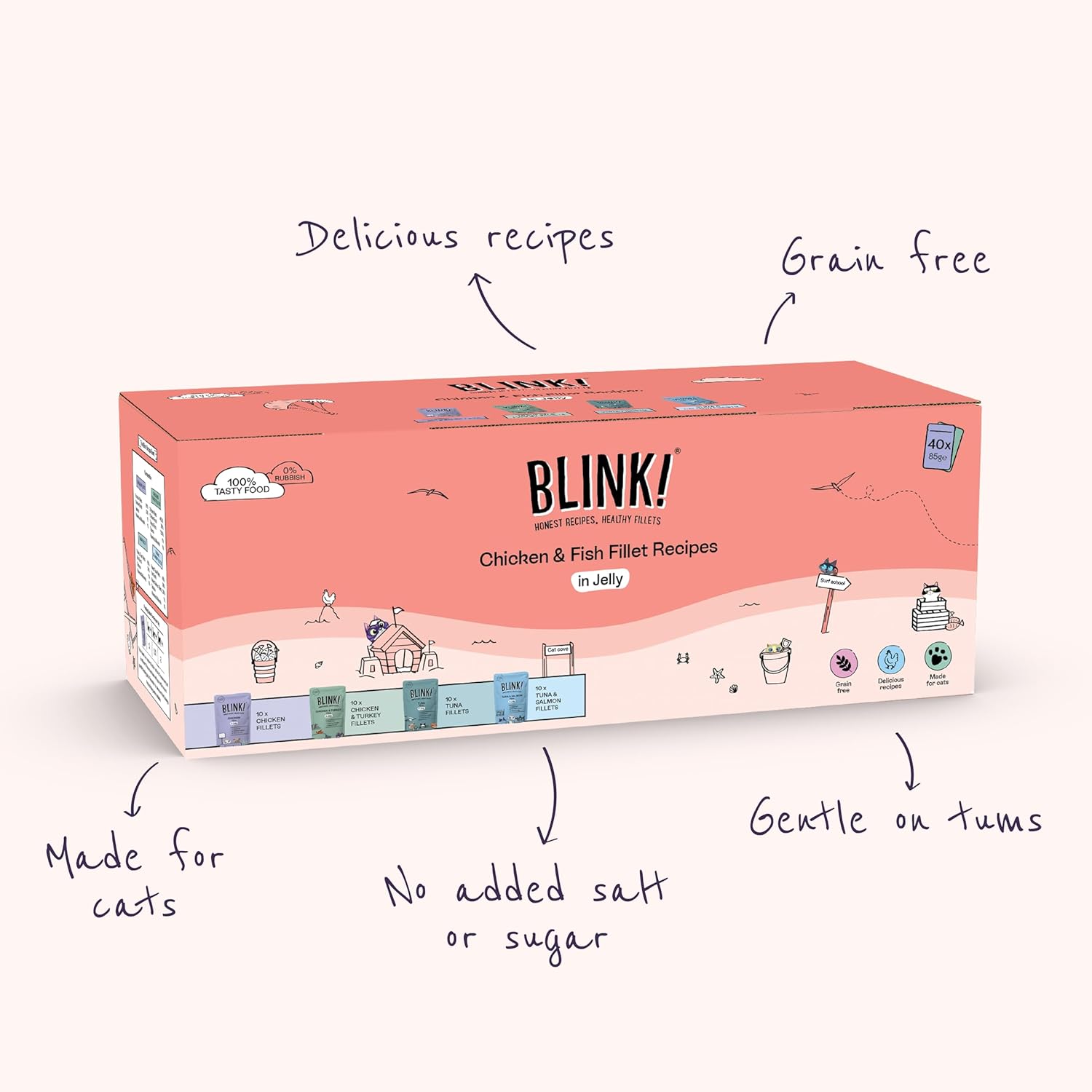Blink Adult Cat Food Chicken & Fish Selection in Jelly 40x85g - Natural Wet FoodKittyMart