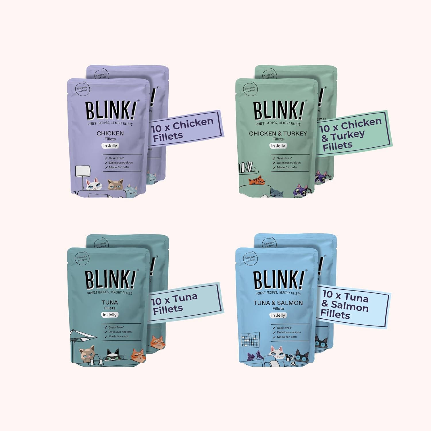 Blink Adult Cat Food Chicken & Fish Selection in Jelly 40x85g - Natural Wet FoodKittyMart
