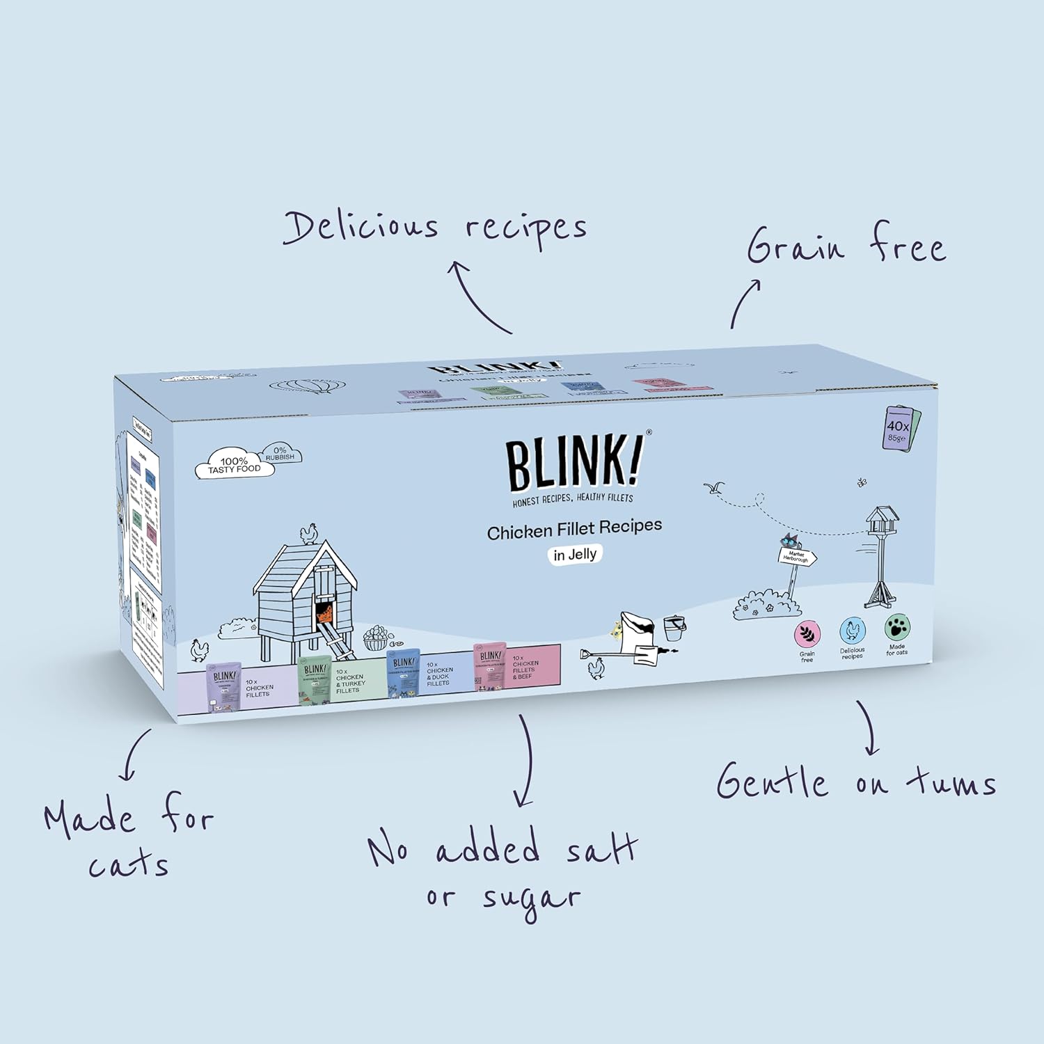 Blink Adult Cat Food Chicken Selection in Gravy 40x85g - Natural Wet FoodKittyMart