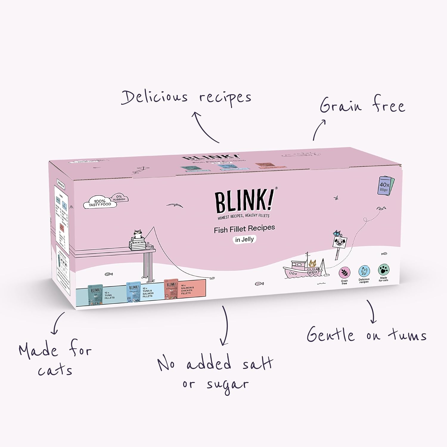 Blink Adult Cat Food Fish Selection in Jelly 40x85g - Natural Wet FoodKittyMart