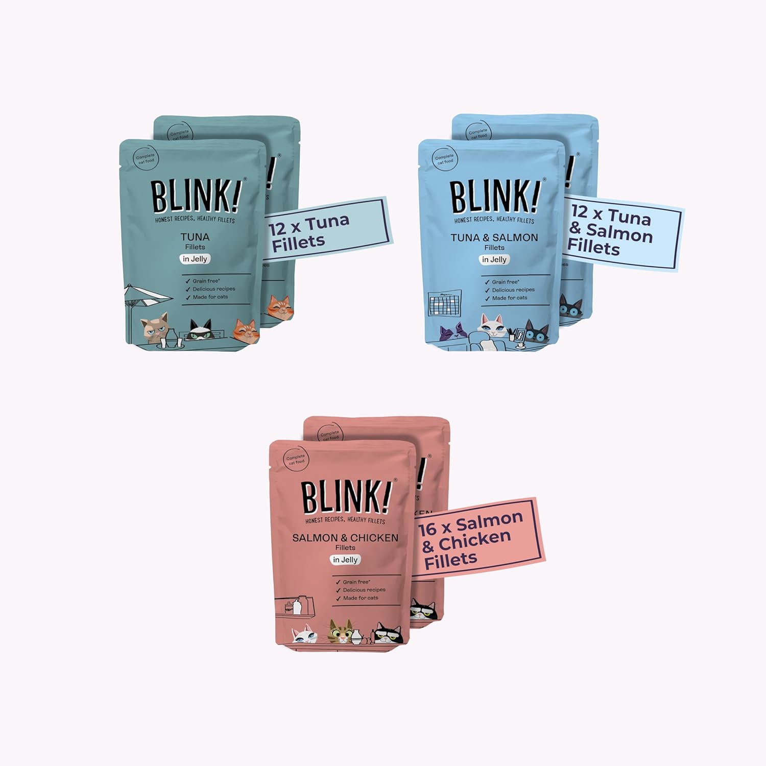 Blink Adult Cat Food Fish Selection in Jelly 40x85g - Natural Wet FoodKittyMart