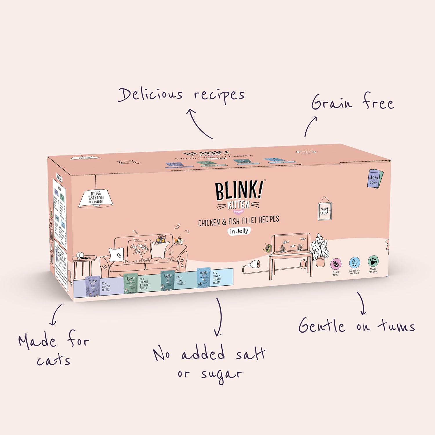Blink Kitten Food Chicken & Fish Selection in Jelly 40x85g - Complete NutritionKittyMart