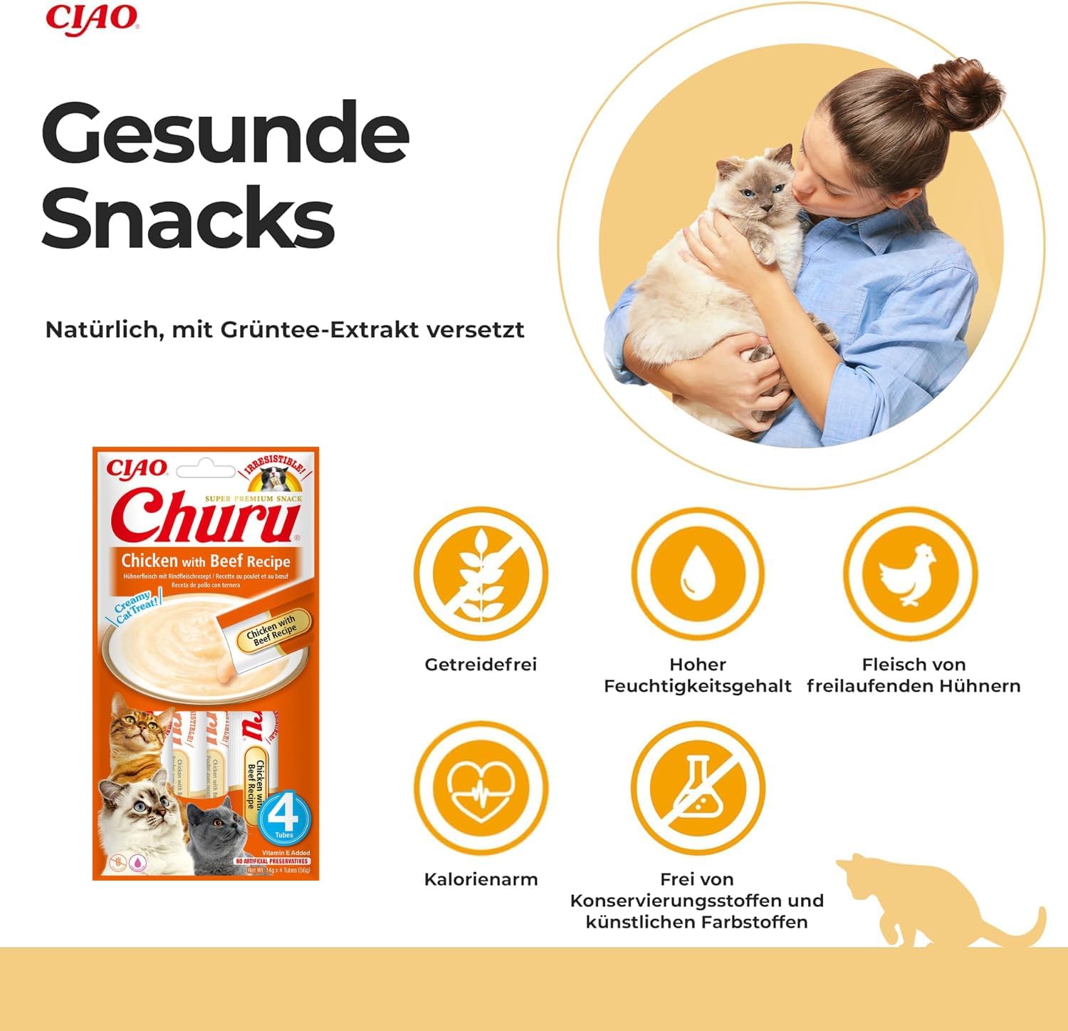 Ciao Churu Cat Treats – Chicken & Beef Flavour (48 x 14g) | Squeezable Purée, Natural, Grain - Free, High - Protein SnackKittyMart