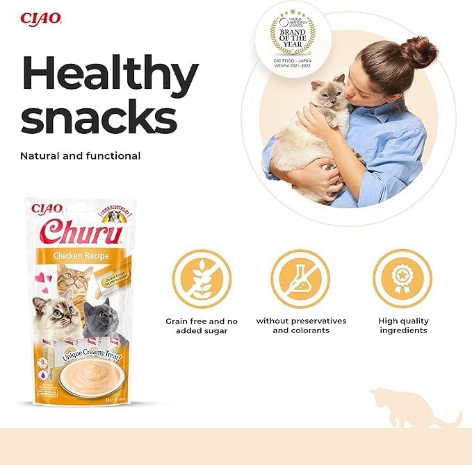 Ciao Churu Cat Treats – Chicken Flavour (48 x 14g) | Soft & Creamy, Grain - Free, High - Moisture Squeezable SnackKittyMart