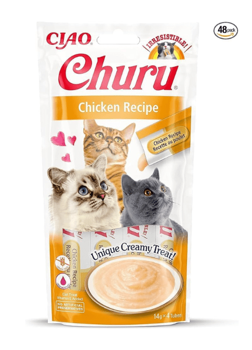 Ciao Churu Cat Treats – Chicken Flavour (48 x 14g) | Soft & Creamy, Grain - Free, High - Moisture Squeezable SnackKittyMart