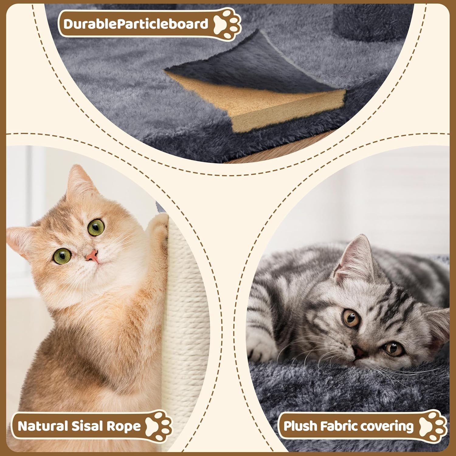 Compact Cat Tree with Condo, Perch & Sisal Scratching Posts – GreyCat Scratching PostKittyMart