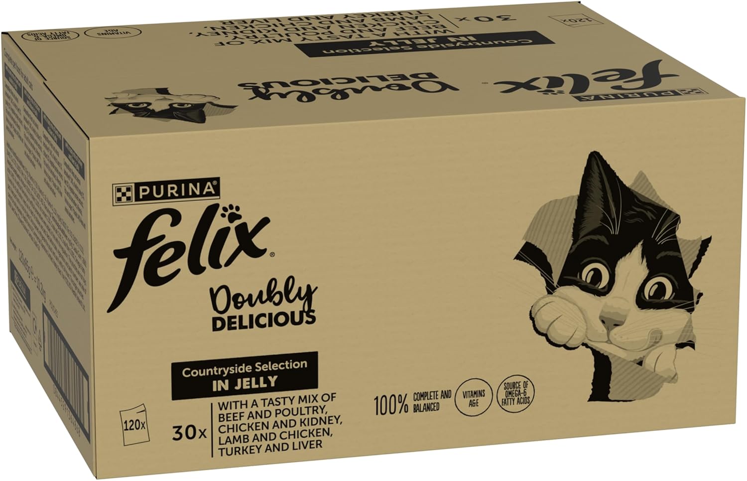 FELIX As Good As It Looks Doubly Delicious Countryside Selection in Jelly - Wet Cat Food | 120 Pouch Megapack |KittyMart
