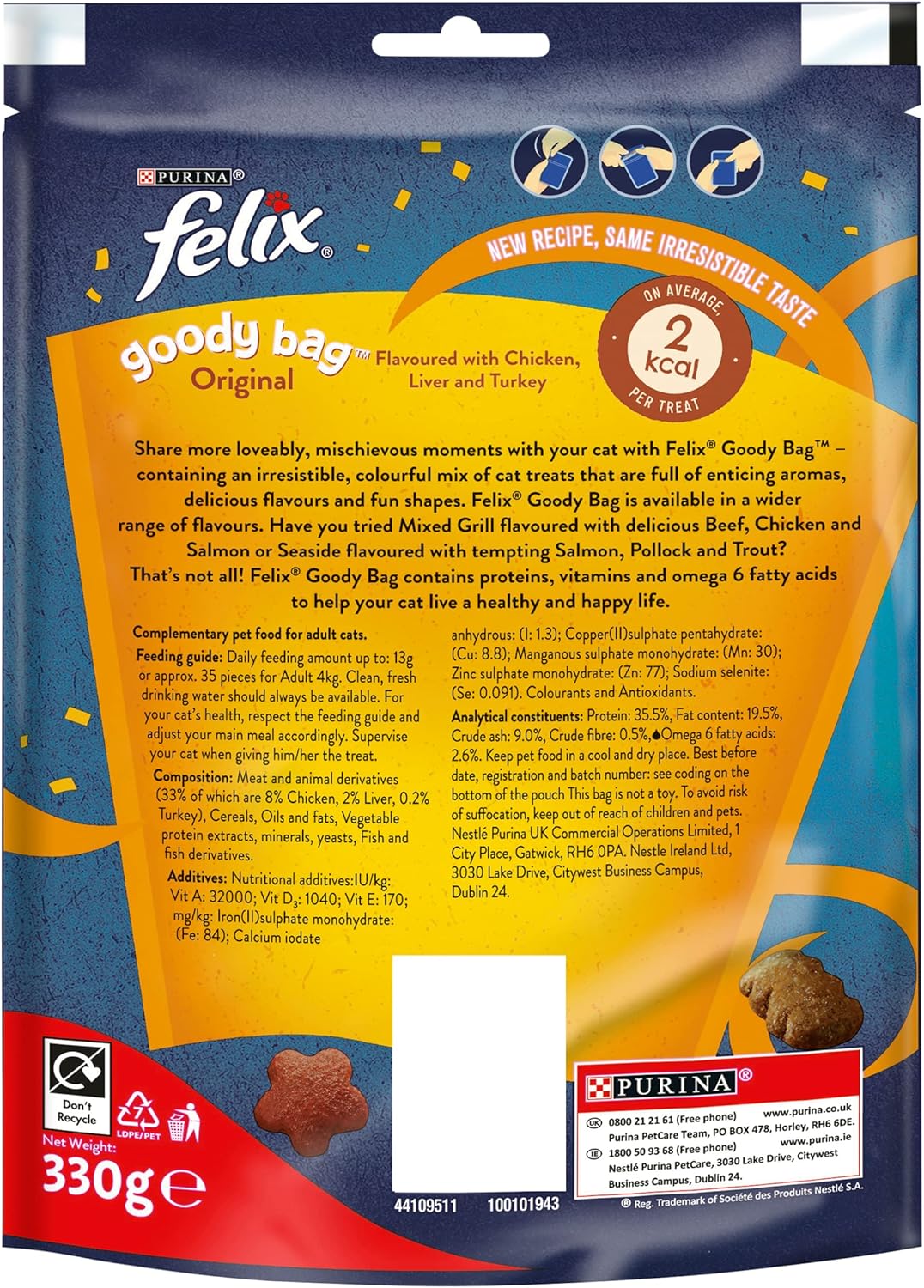 Felix Goody Bag Original Mix Cat Treats - JUMBO PACK 330g (Pack of 5)KittyMart