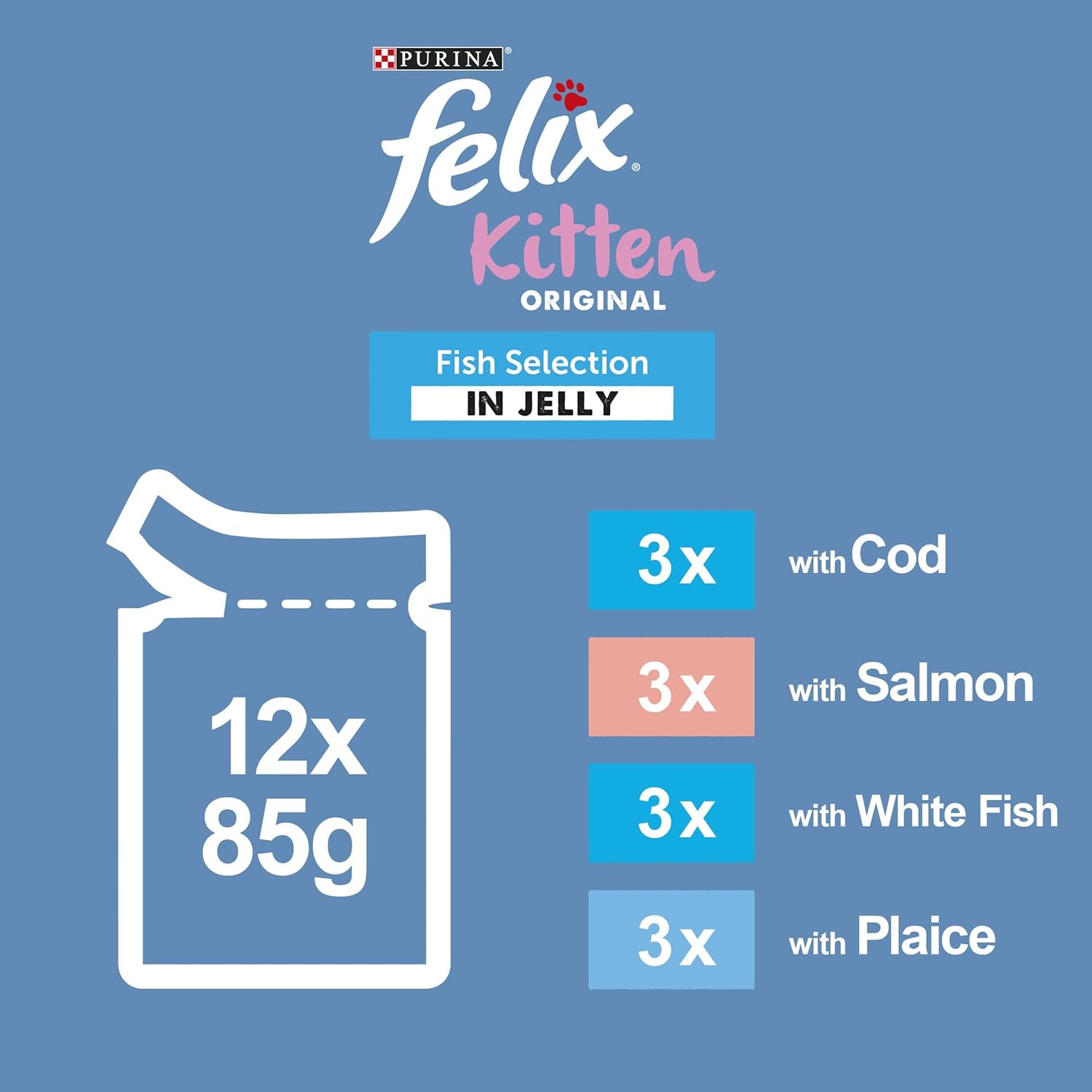 FELIX ORIGINAL Kitten Fish Selection in Jelly - Wet Cat Food | 12 Pouch [Pack of 4] |KittyMart