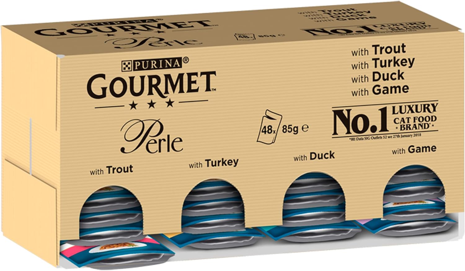 Gourmet Perle Mini Fillets in Jelly – Country Medley Wet Cat Food – 96 x 85g PouchesKittyMart