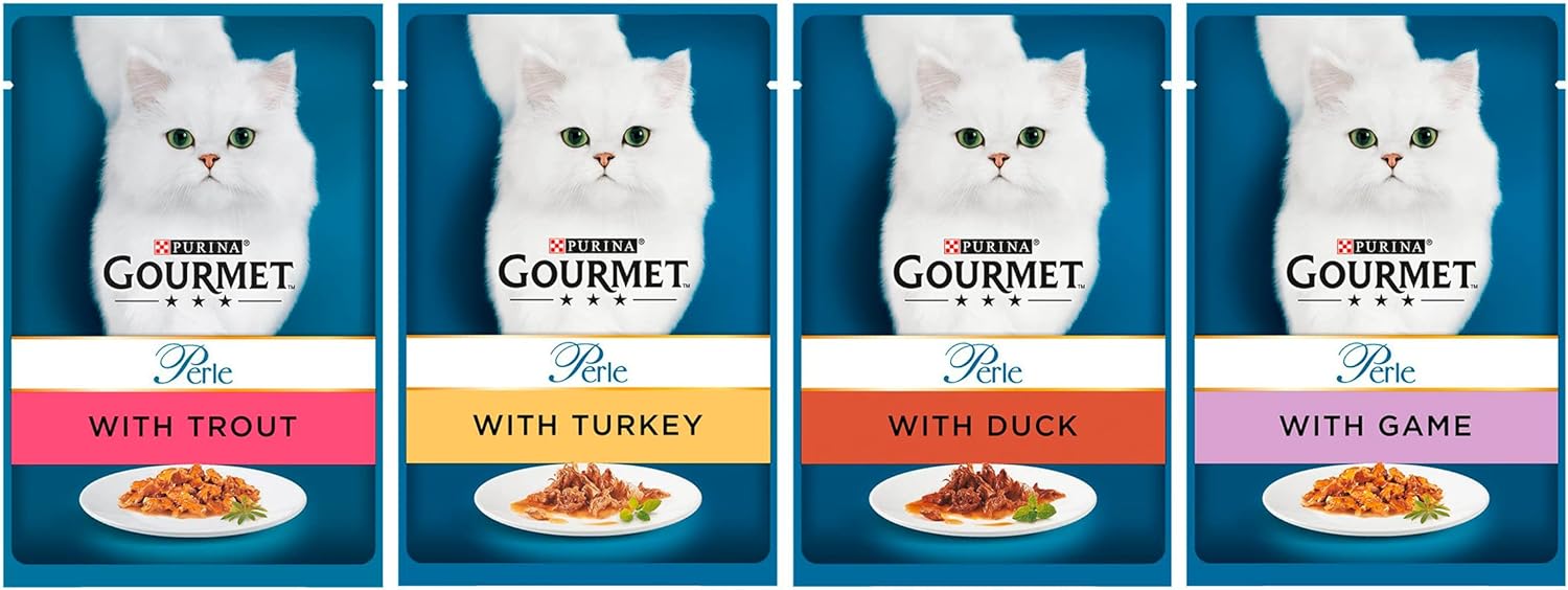 Gourmet Perle Mini Fillets in Jelly – Country Medley Wet Cat Food – 96 x 85g PouchesKittyMart