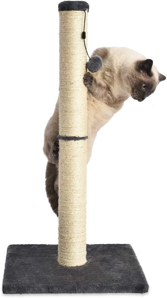 Medium Cat Scratching Post with Hanging Toy – GreyCat Scratching PostKittyMart