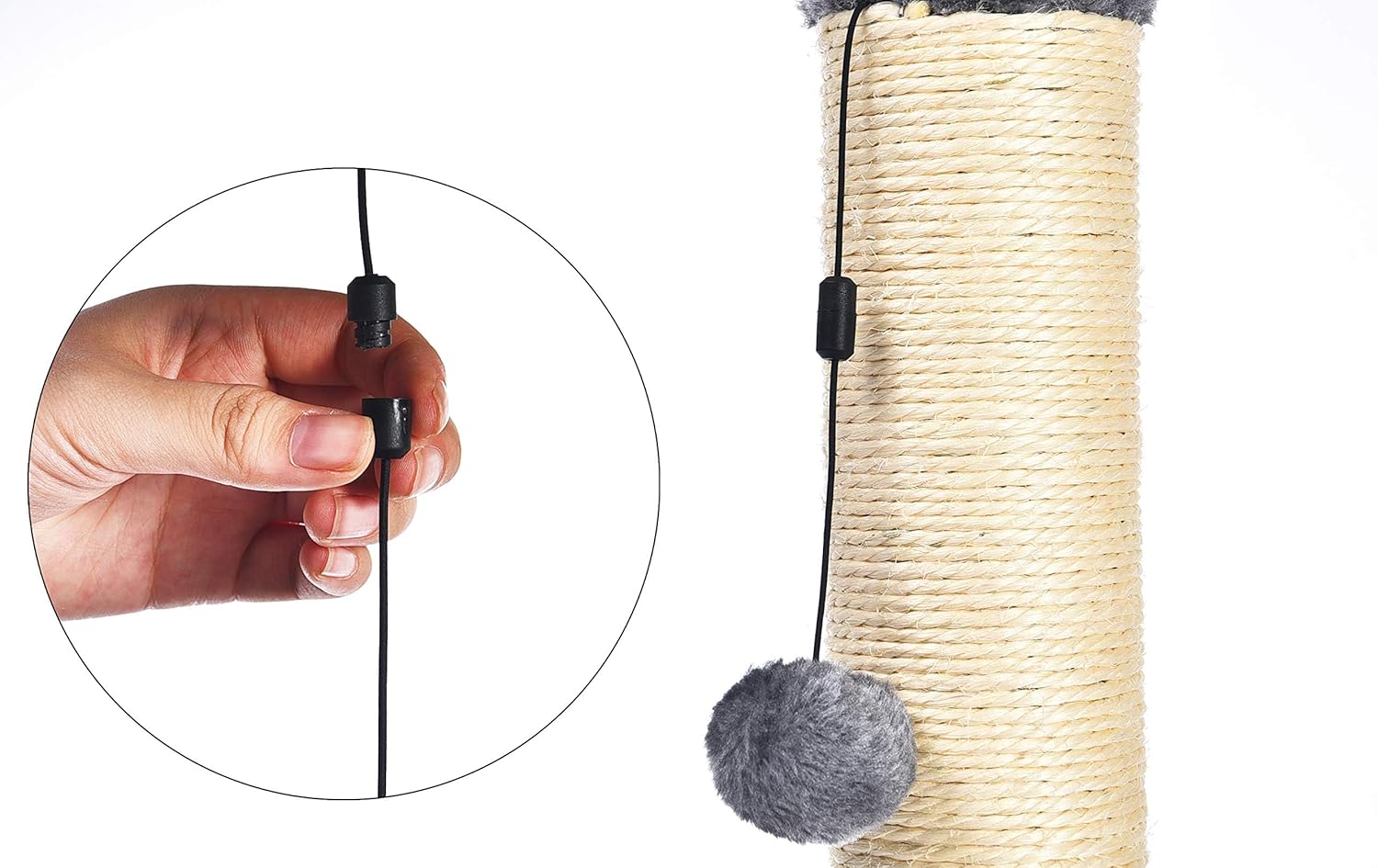 Medium Cat Scratching Post with Hanging Toy – GreyCat Scratching PostKittyMart