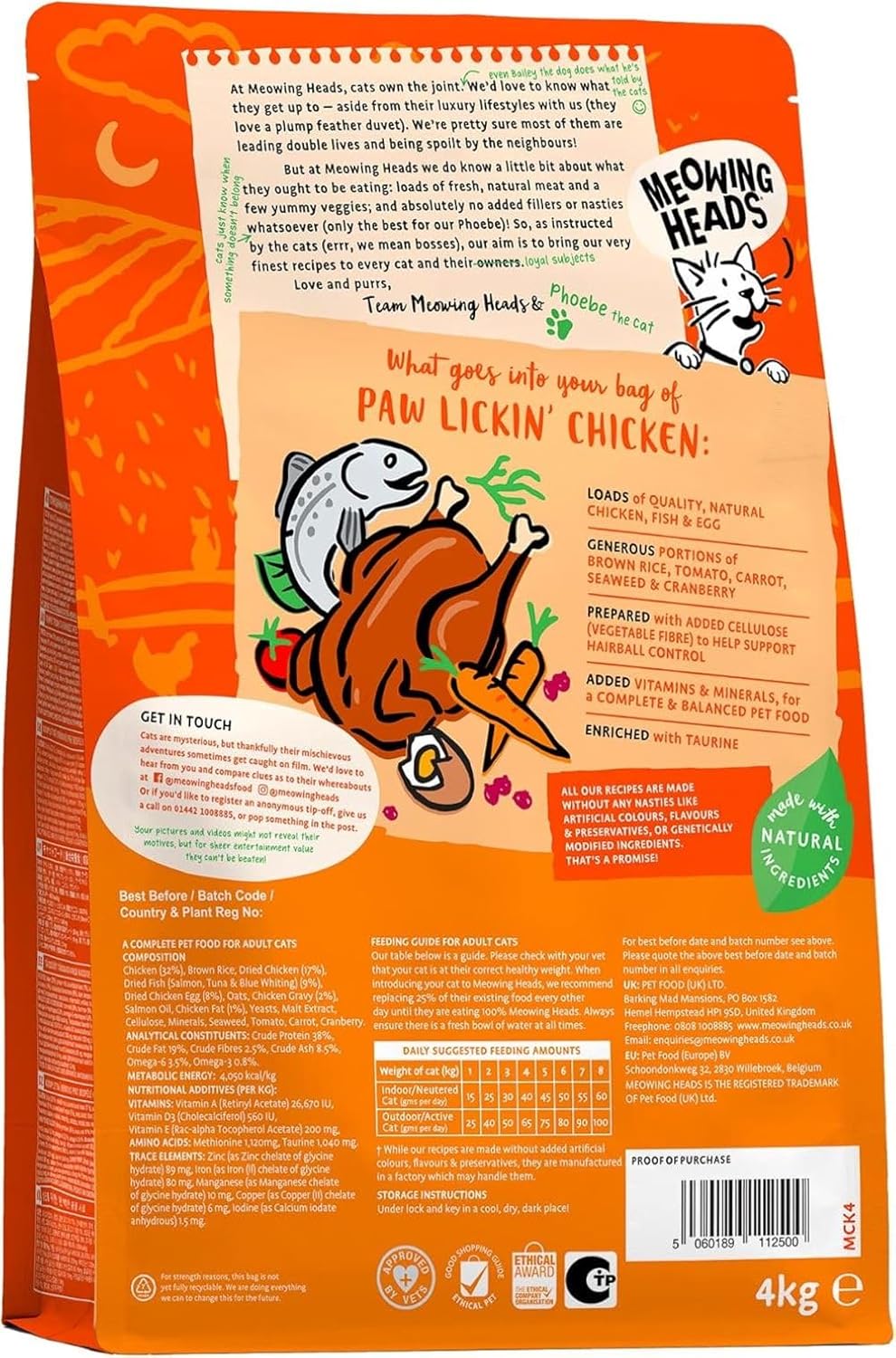 Meowing Heads Complete Dry Cat Food 4kg - Paw Lickin' Chicken - Vet ApprovedKittyMart
