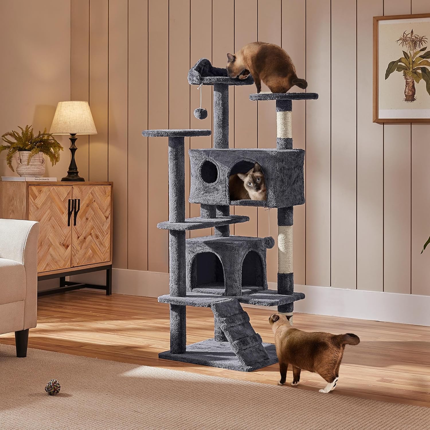 Multi - Level Cat Tree with Condos, Perches & Scratching Posts – GreyCat Scratching PostKittyMart