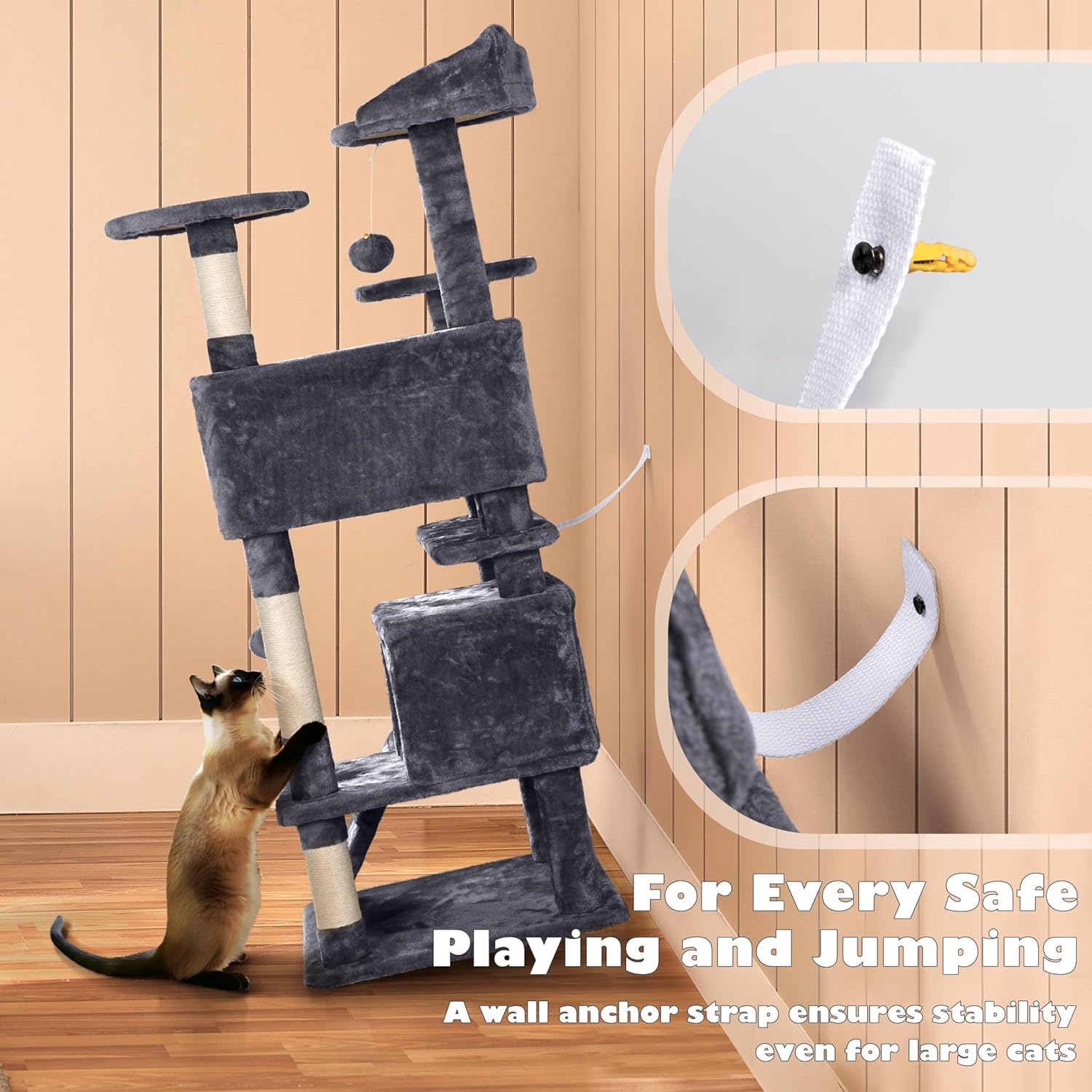 Multi - Level Cat Tree with Condos, Perches & Scratching Posts – GreyCat Scratching PostKittyMart