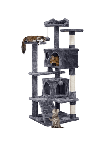 Multi - Level Cat Tree with Condos, Perches & Scratching Posts – GreyCat Scratching PostKittyMart