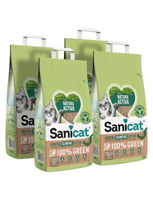 Sanicat Natura Activa 100% Green Natural Clumping Cat Litter 4 x 2.5kgKittyMart