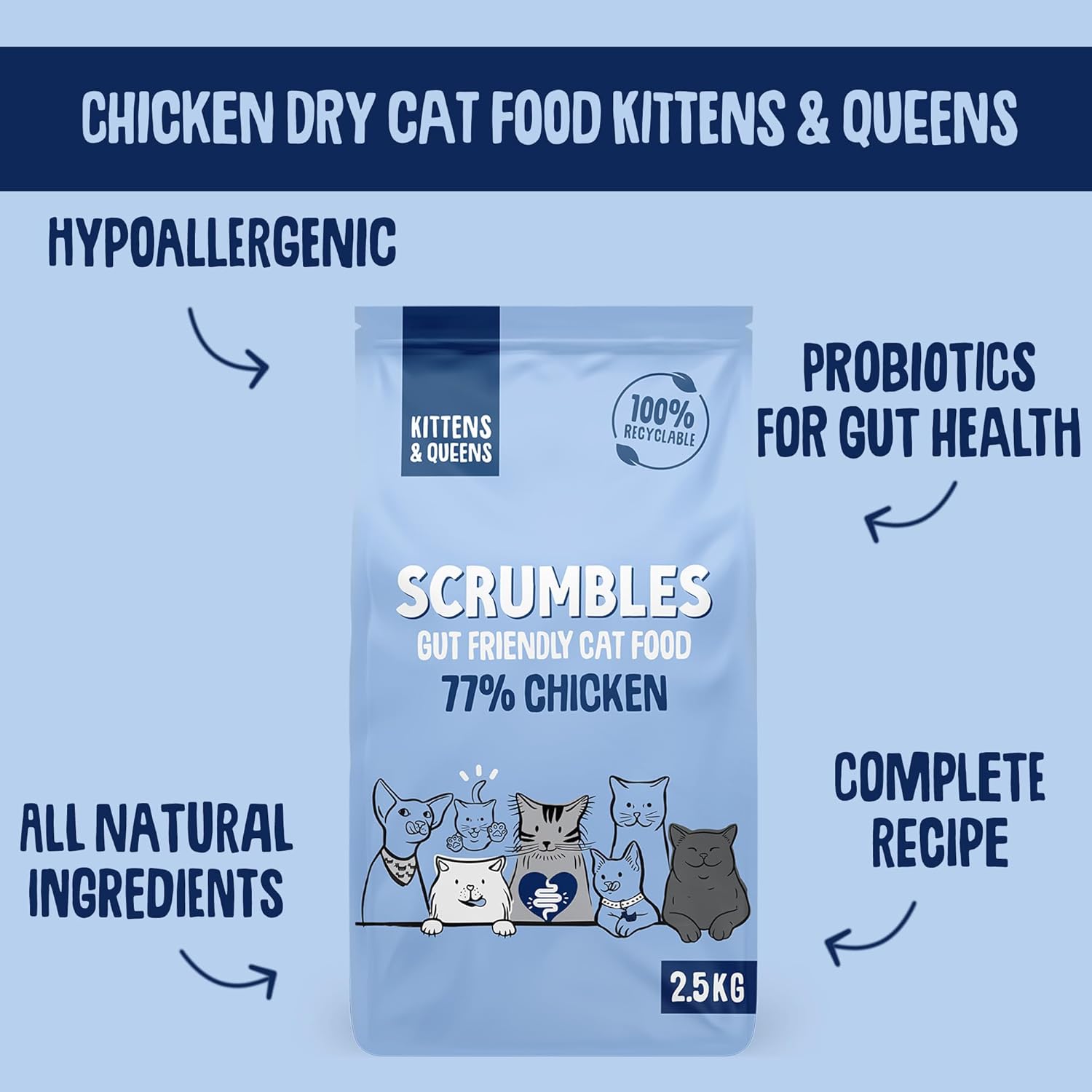 Scrumbles Chicken Dry Kitten Food 2.5kg - High Protein for Growing KittensKittyMart