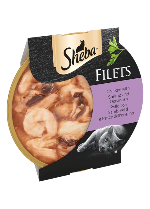 Sheba Fillets Cat Food Tray with Chicken, Shrimp and Ocean Fish in GravyKittyMart