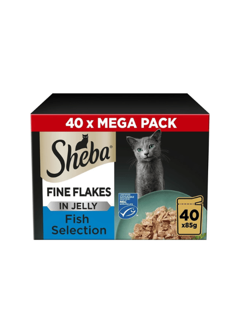 Sheba Fine Flakes in Jelly Wet Cat Food – Mixed Collection (40 x 85g)KittyMart
