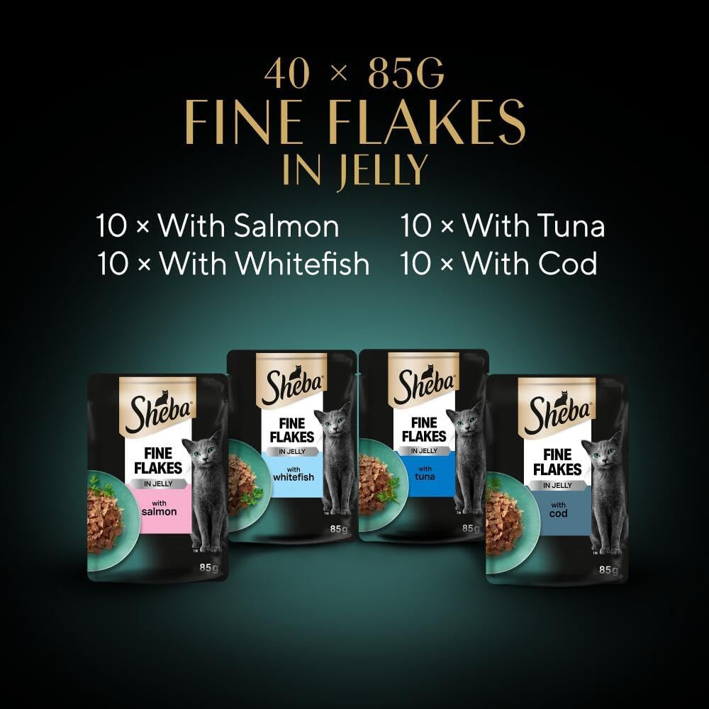 Sheba Fine Flakes in Jelly Wet Cat Food – Mixed Collection (40 x 85g)KittyMart