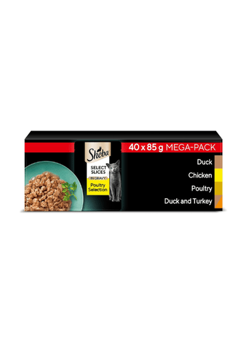 Sheba Select Slices Cat Wet Food - Poultry Selection in Gravy - 40x85gKittyMart