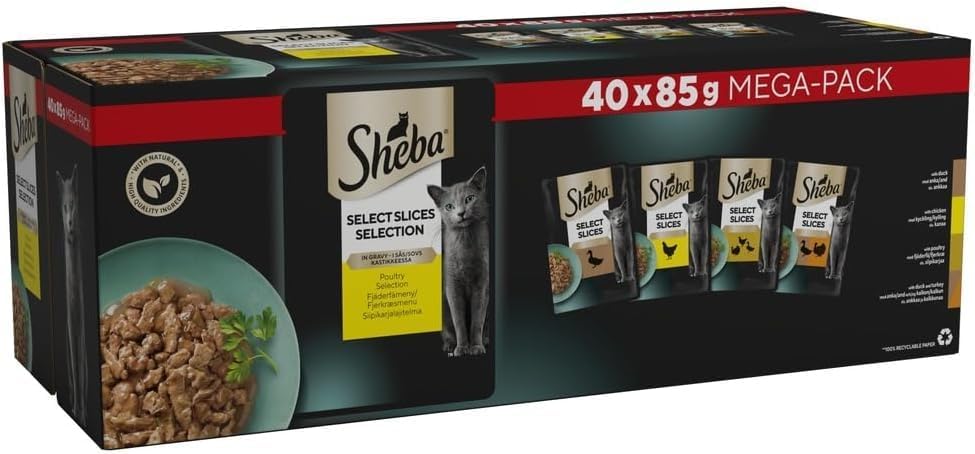 Sheba Select Slices Cat Wet Food - Poultry Selection in Gravy - 40x85gKittyMart