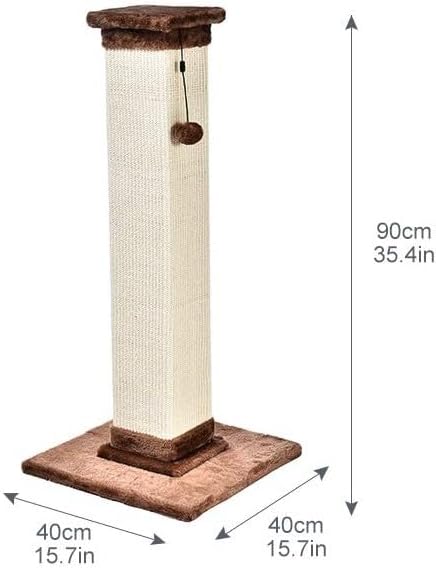 Tall Premium Cat Scratching Post with Hanging Toy – BrownCat Scratching PostKittyMart