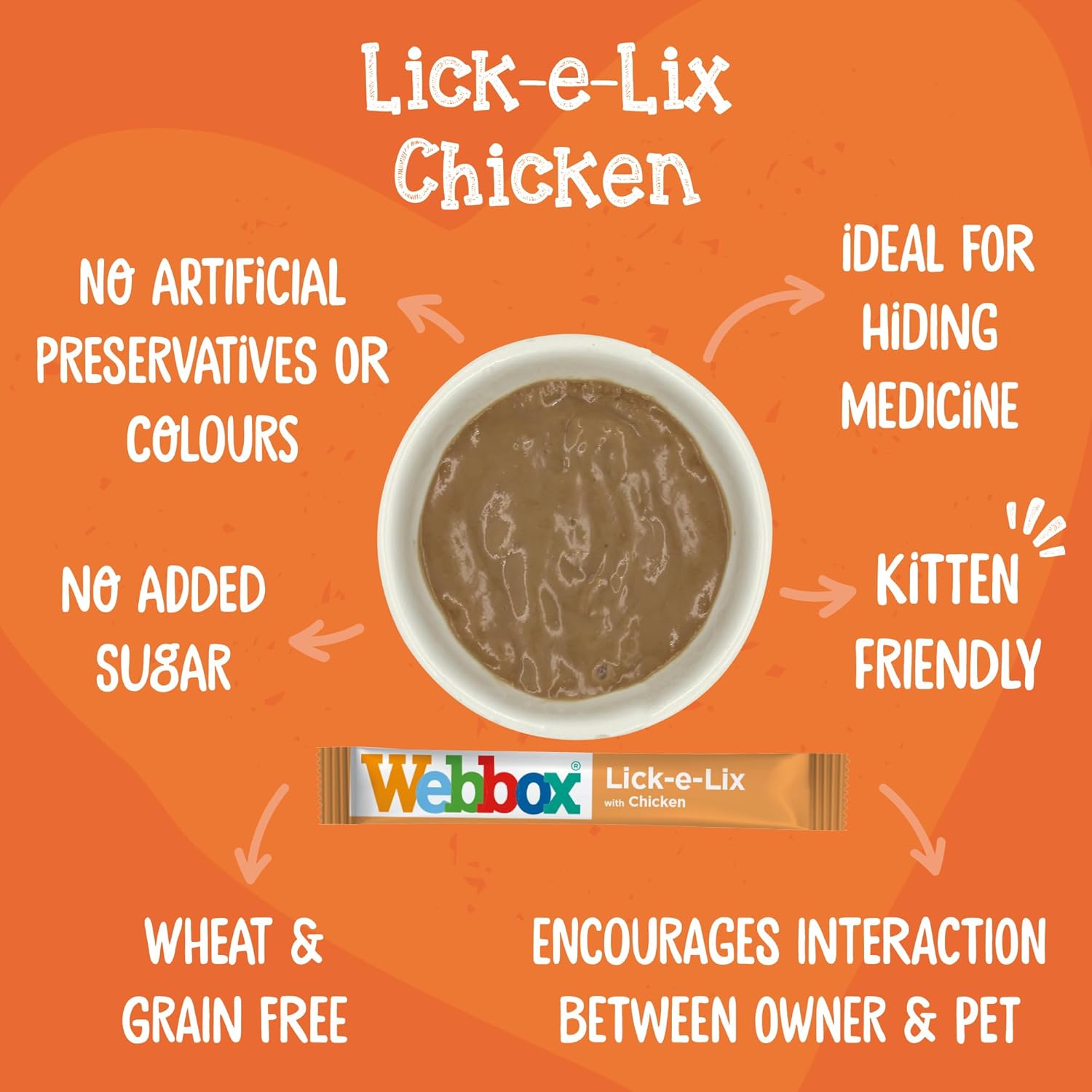 Webbox Lick - e - Lix Cat Treats - Chicken (10 x 5 - Pack = 50 Sachets)KittyMart