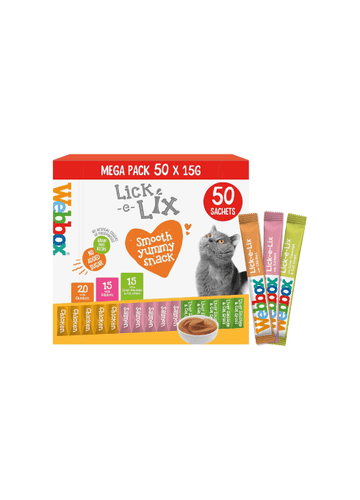 Webbox Lick - e - Lix Cat Treats Variety Value Pack - Kitten Friendly, Grain Free, No Artificial Preservatives or Colours (50 Pack)KittyMart