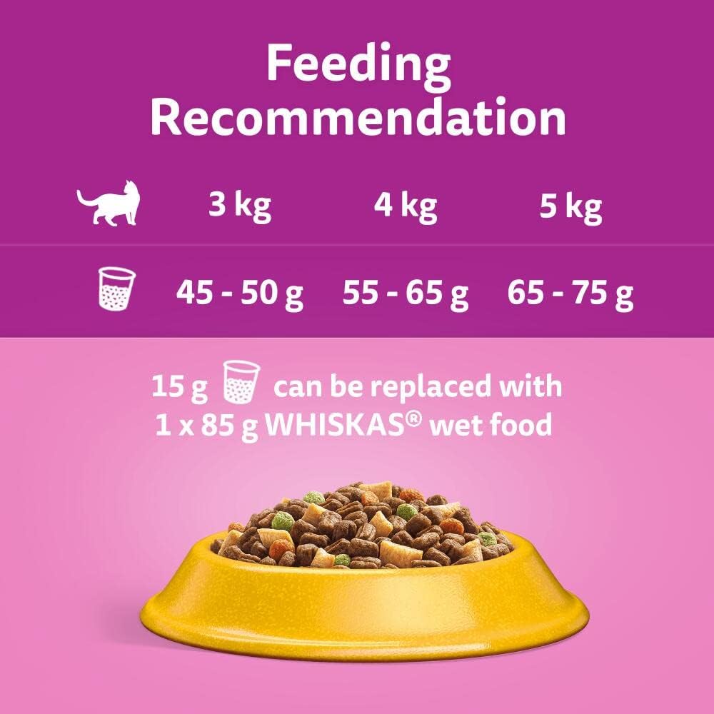 Whiskas 1+ Adult Dry Cat Food - Biscuits Made with Chicken | 14kg Bag |KittyMart