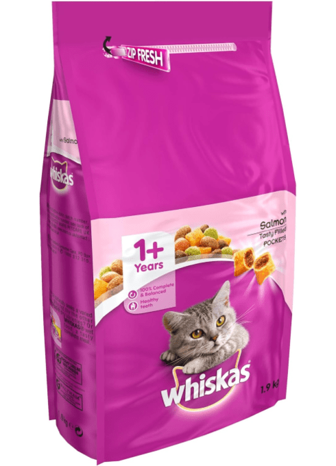 Whiskas 1+ Adult Dry Cat Food - Biscuits Made with Salmon| 11kg Bag |KittyMart