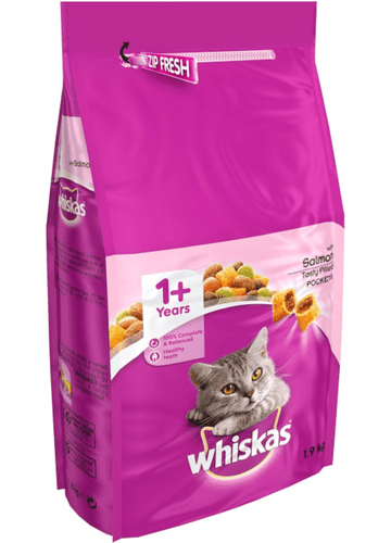 Whiskas 1+ Adult Dry Cat Food - Biscuits Made with Salmon| 11kg Bag |KittyMart